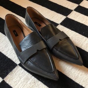 Mango Black Leather pointed toe shoes